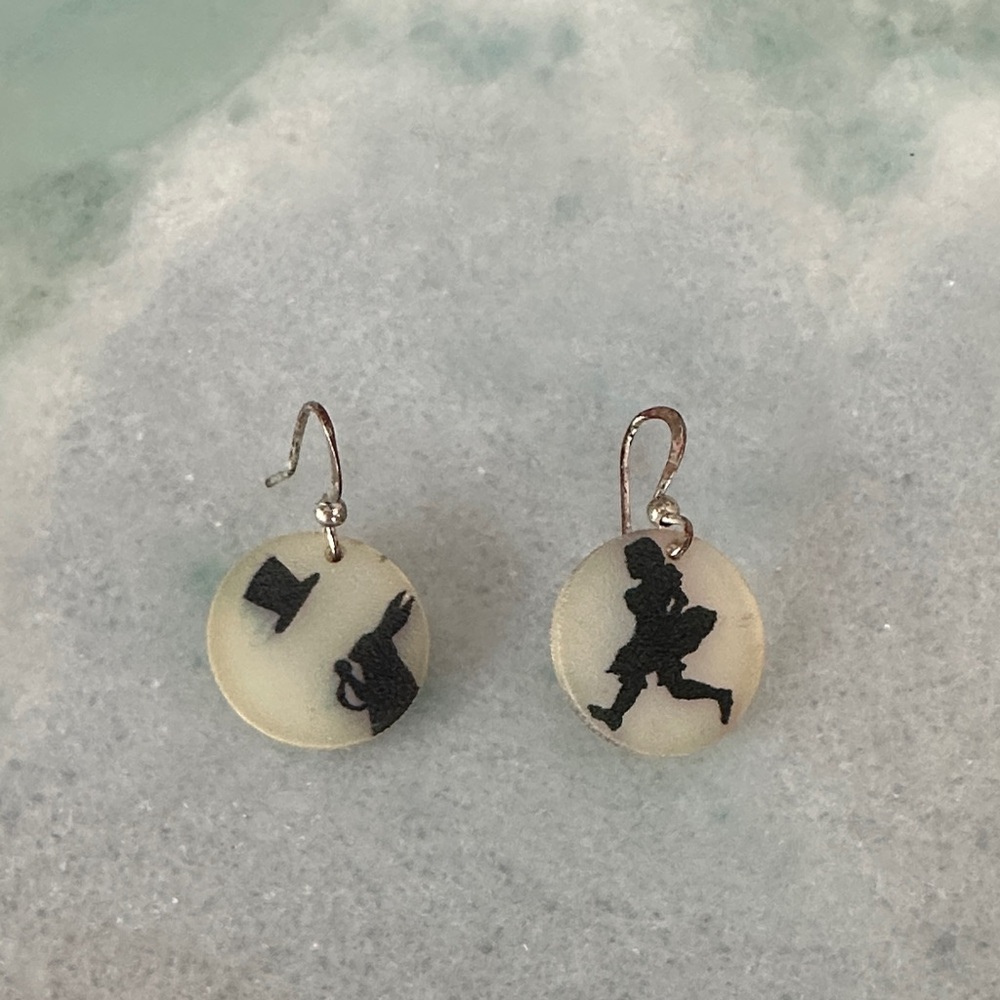 Charming Black Alice and Wonderland Silhouette Earrings